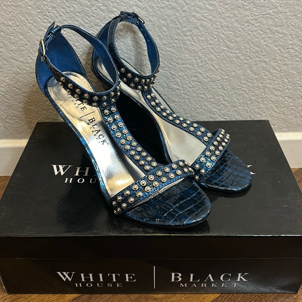 White House Black Market Studded Wedge Sandals
